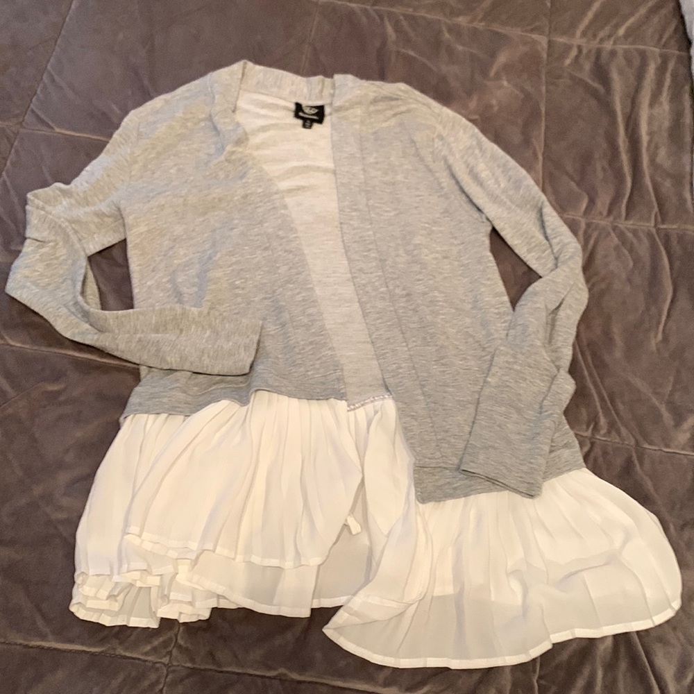 Flowy Gray Open Cardigan Sweater